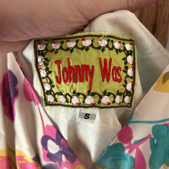 Johnny Was Silk Floral Ivory Pink Putple Turquoise Maxi Flowy Dress Small - Picture 4 of 8